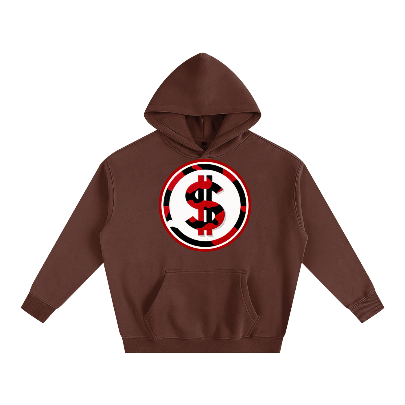 Red camo Dollar sign-Oversize Fleeced Hoodie