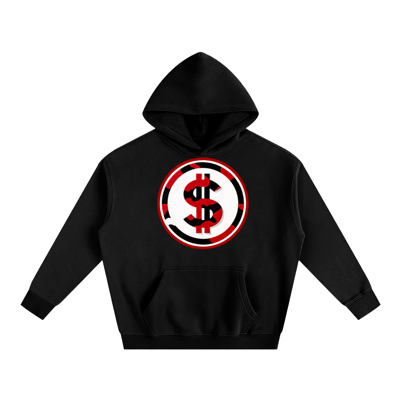 Red camo Dollar sign-Oversize Fleeced Hoodie
